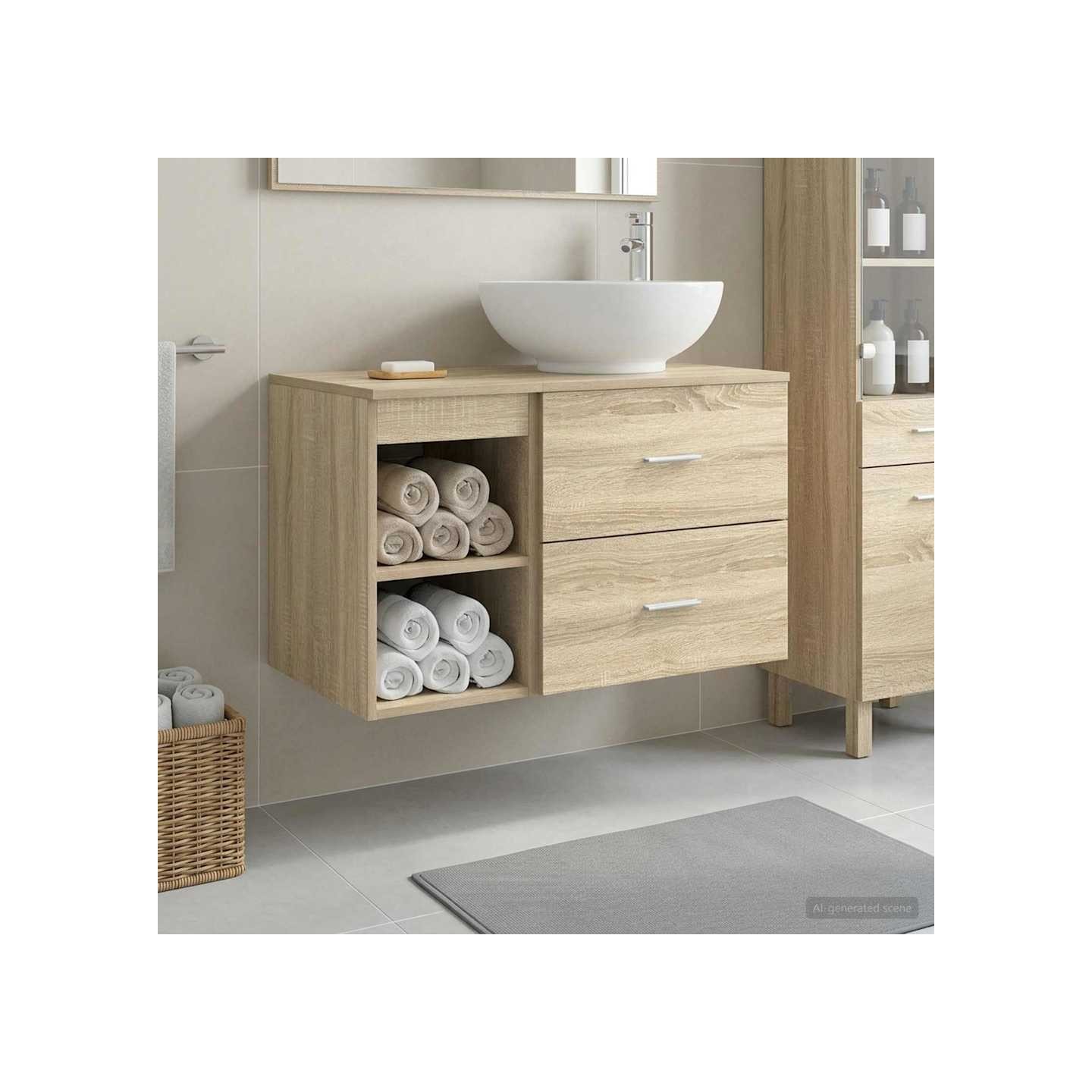 Ensemble de mobilier de salle de bain 2 pc Chêne Sonoma