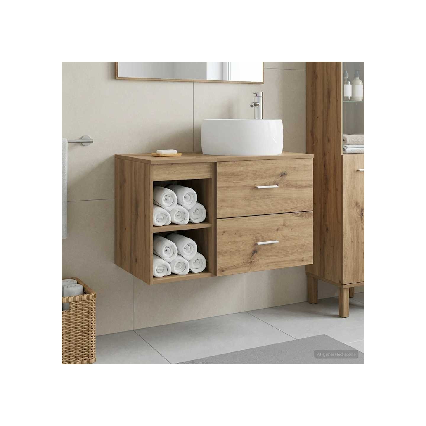 Ensemble de mobilier de salle de bain 2 pc Chêne artisanal