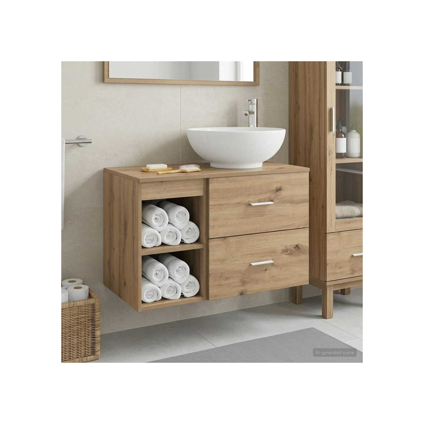 Ensemble de mobilier de salle de bain 2 pc Chêne artisanal