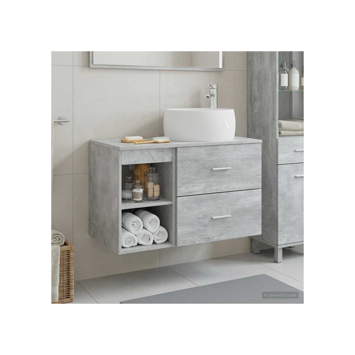 Ensemble de mobilier de salle de bain 2 pc Gris béton