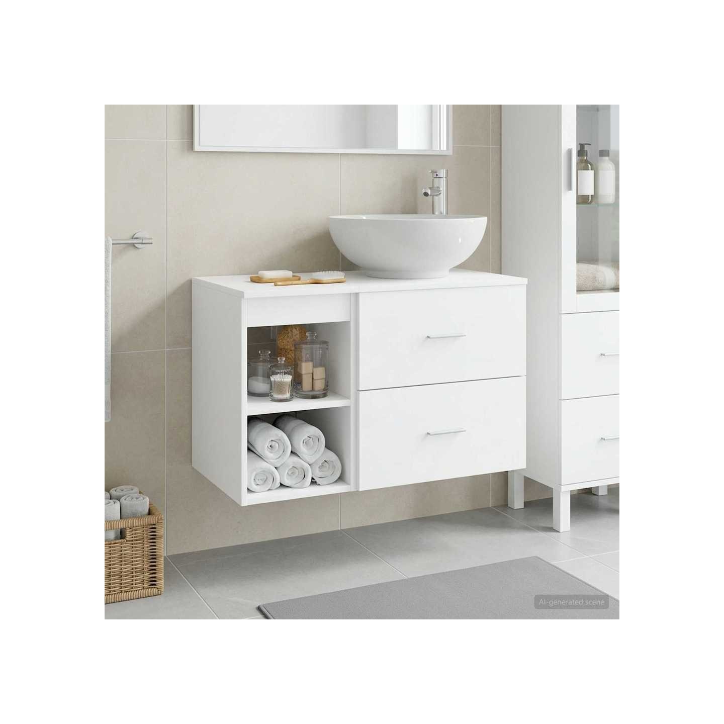 Ensemble de mobilier de salle de bain 2 pc Blanc
