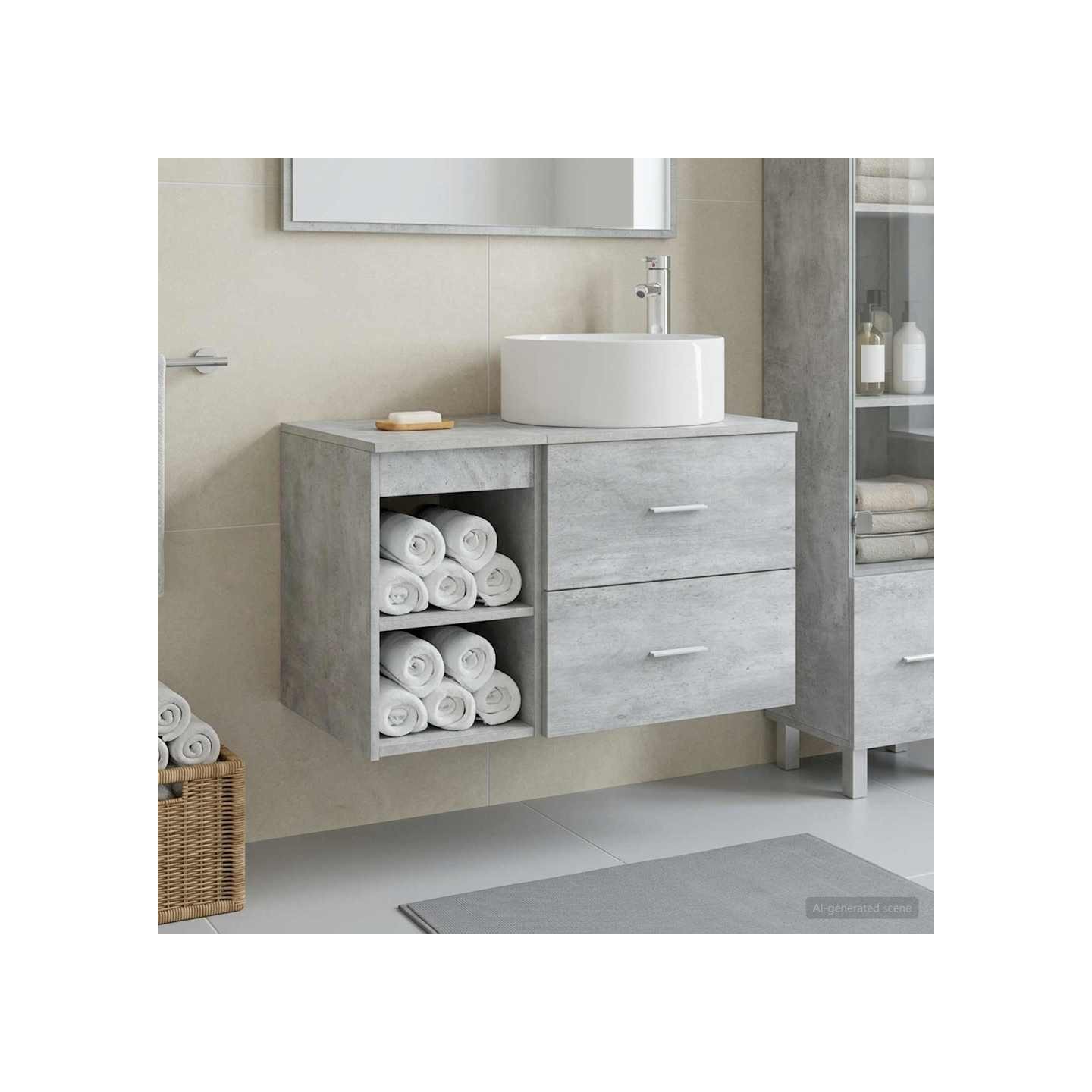 Ensemble de mobilier de salle de bain 2 pc Gris béton