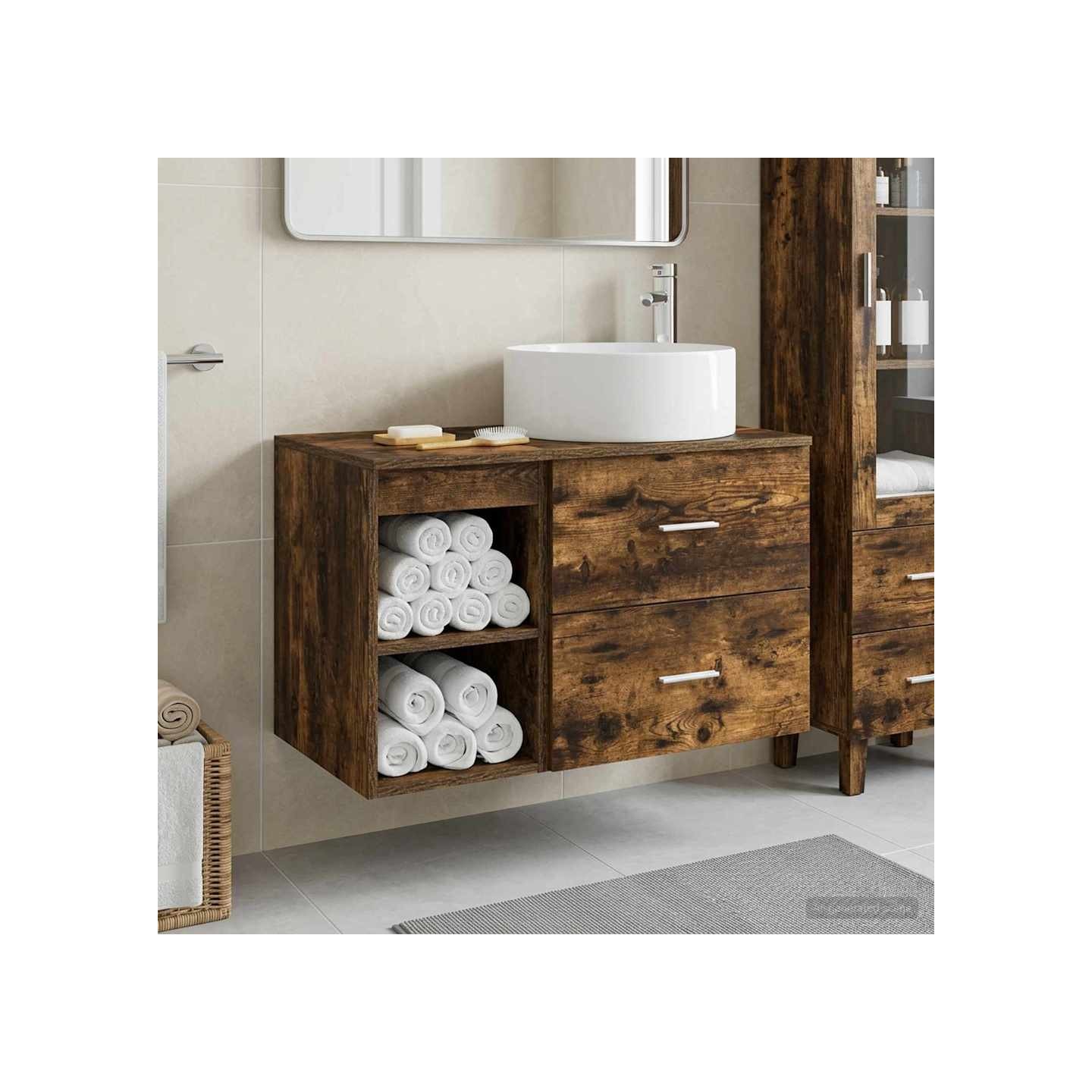 Ensemble de mobilier de salle de bain 2 pc Chêne fumé