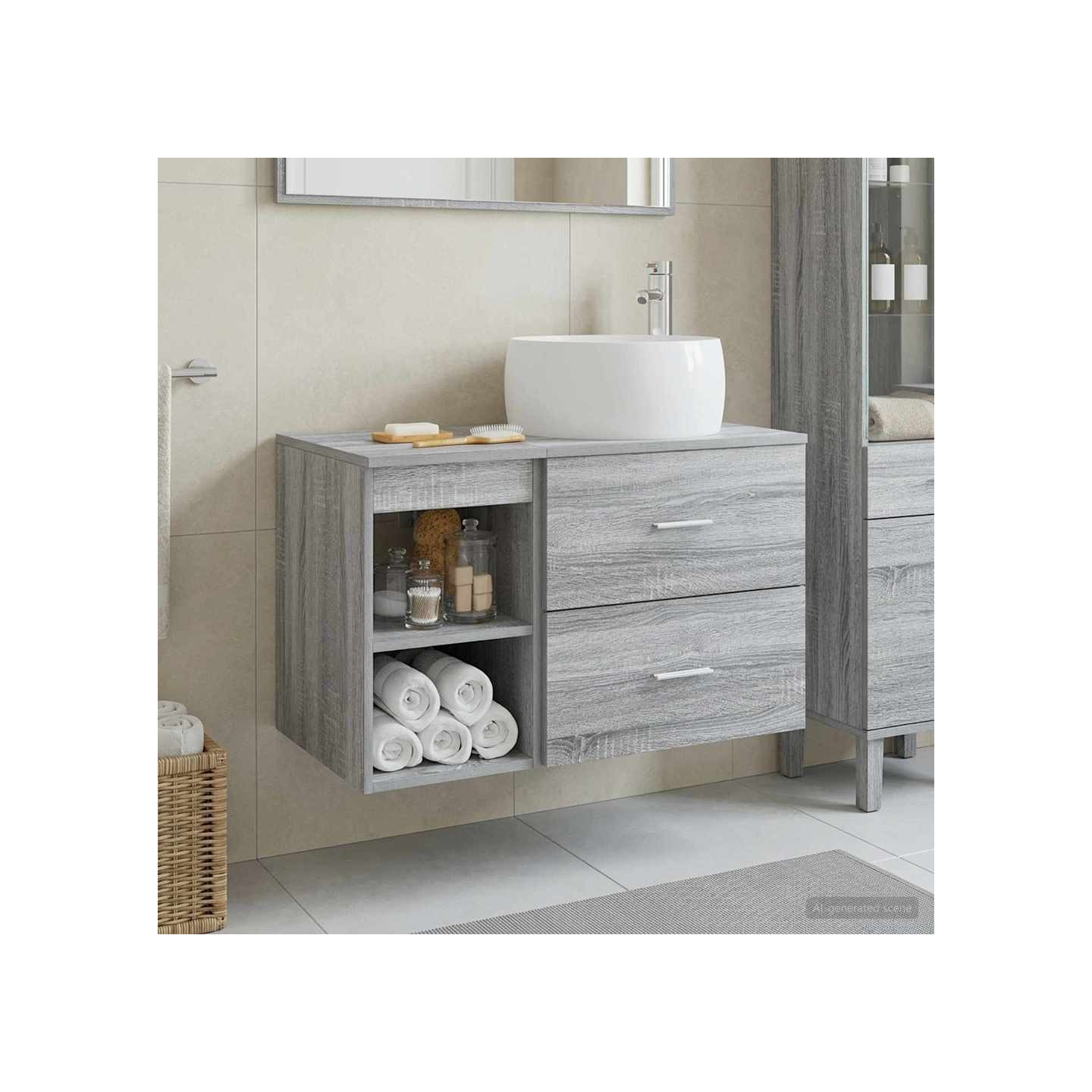 Ensemble de mobilier de salle de bain 2 pc Sonoma gris