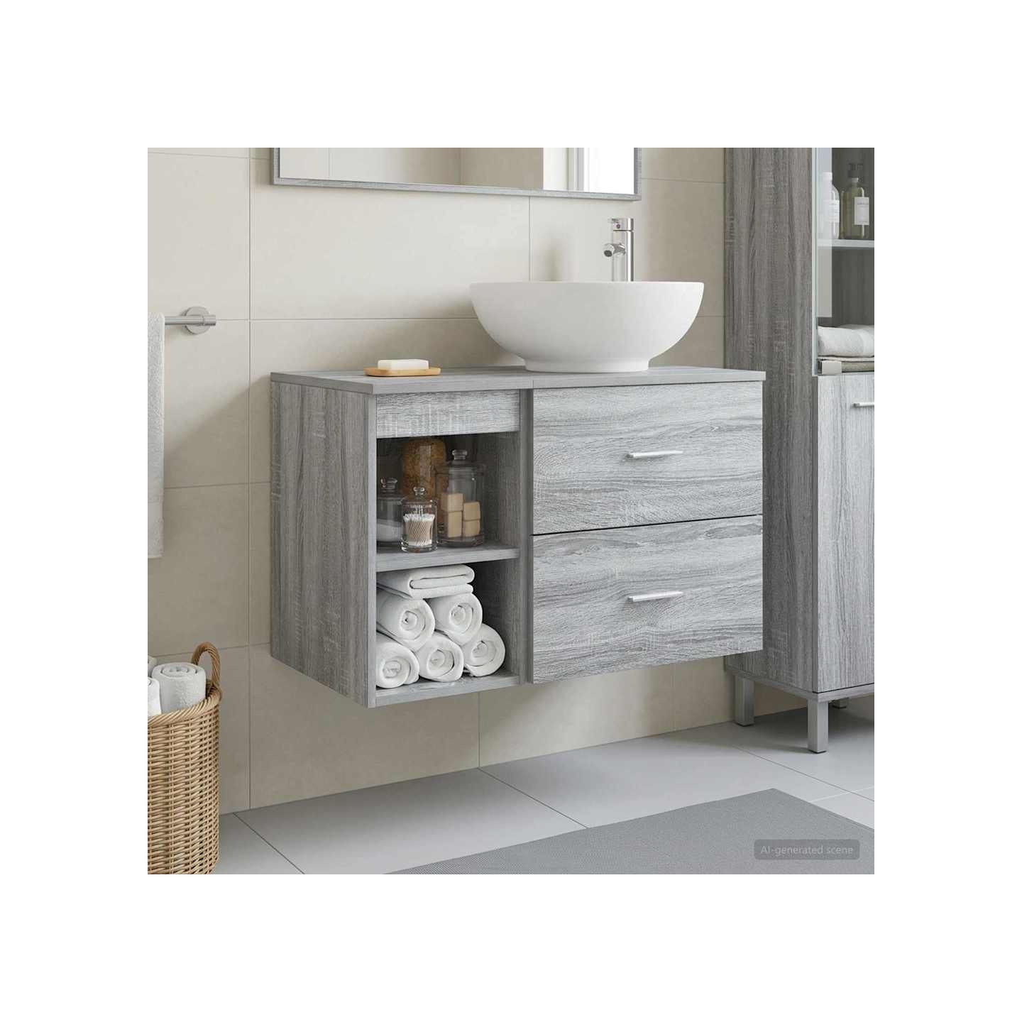 Ensemble de mobilier de salle de bain 2 pc Sonoma gris