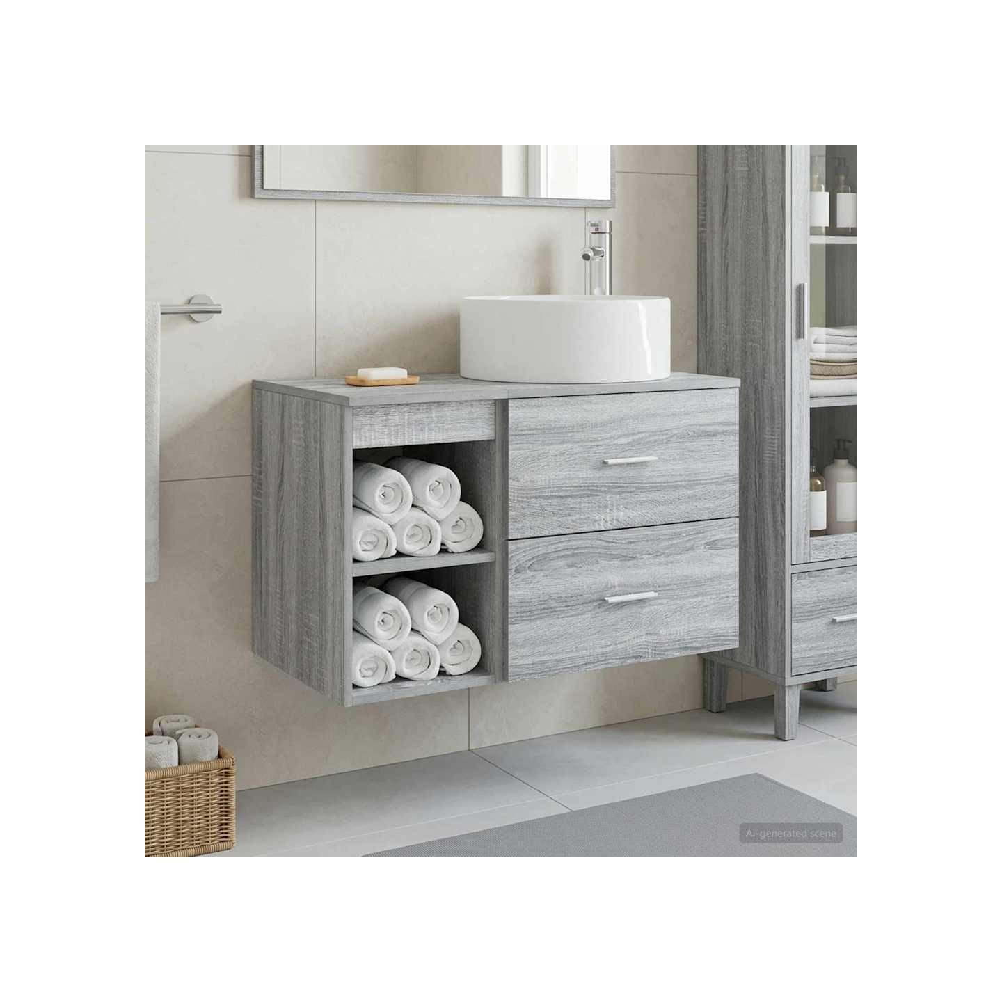 Ensemble de mobilier de salle de bain 2 pc Sonoma gris