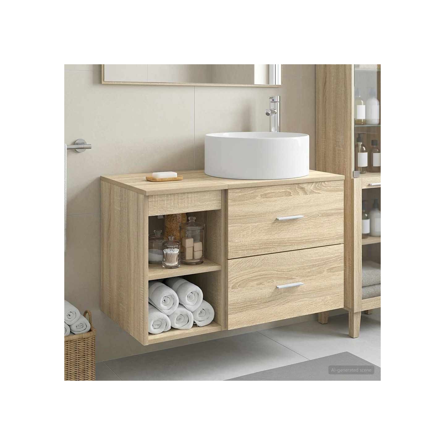 Ensemble de mobilier de salle de bain 2 pc Chêne Sonoma