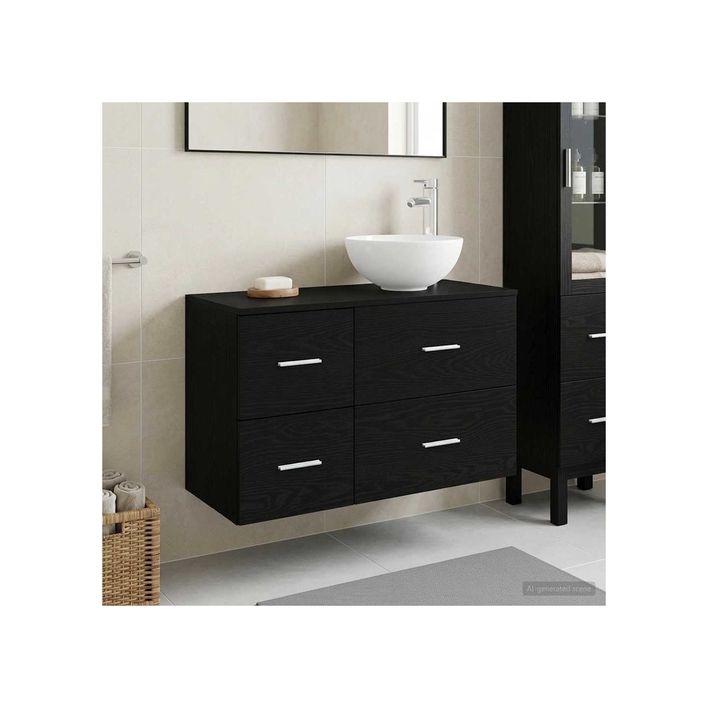 Ensemble de mobilier de salle de bain 2 pc Chêne noir