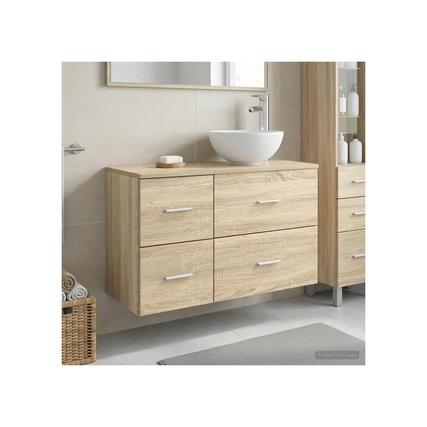 Ensemble de mobilier de salle de bain 2 pc Chêne Sonoma