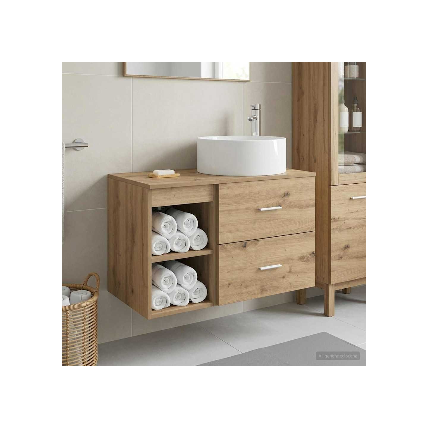 Ensemble de mobilier de salle de bain 2 pc Chêne artisanal