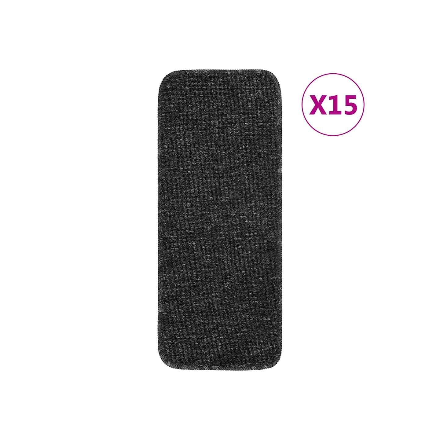 Tapis d'escalier 15 pcs 60x25 cm Anthracite Rectangulaire