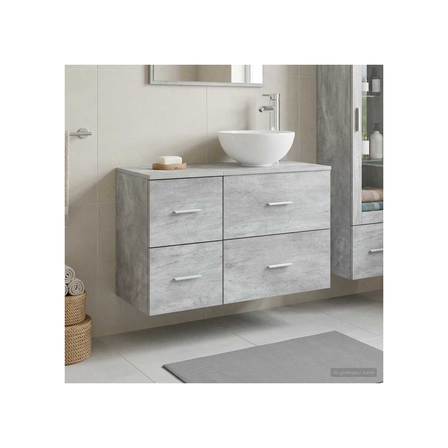 Ensemble de mobilier de salle de bain 2 pc Gris béton