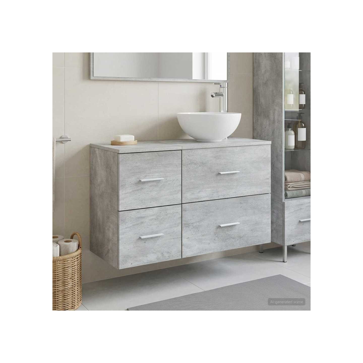 Ensemble de mobilier de salle de bain 2 pc Gris béton