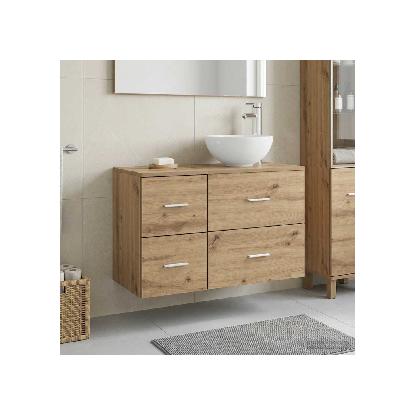 Ensemble de mobilier de salle de bain 2 pc Chêne artisanal