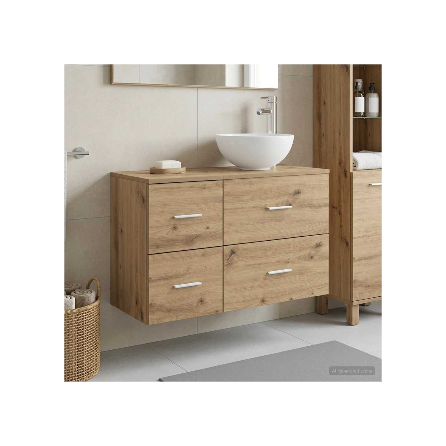 Ensemble de mobilier de salle de bain 2 pc Chêne artisanal