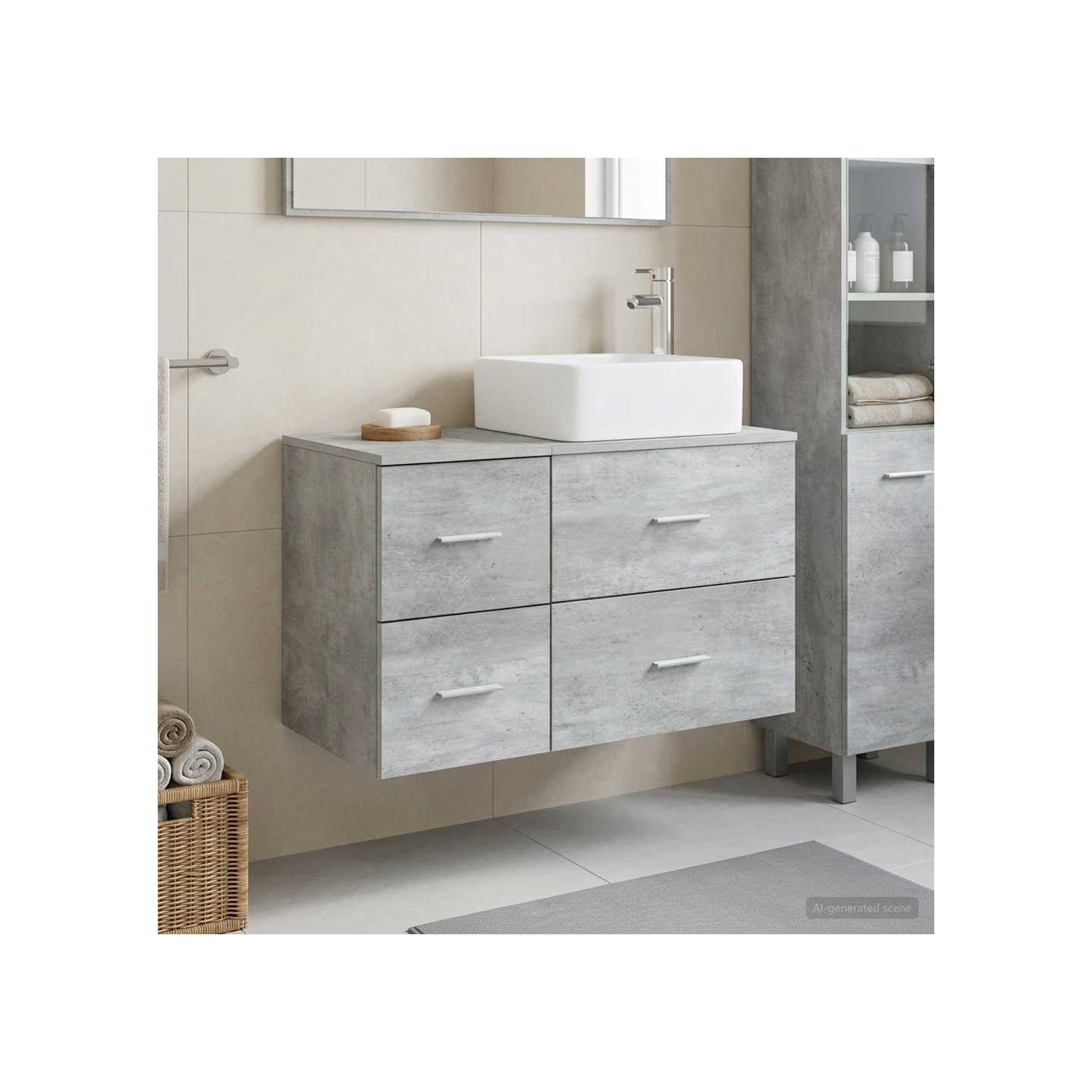 Ensemble de mobilier de salle de bain 2 pc Gris béton