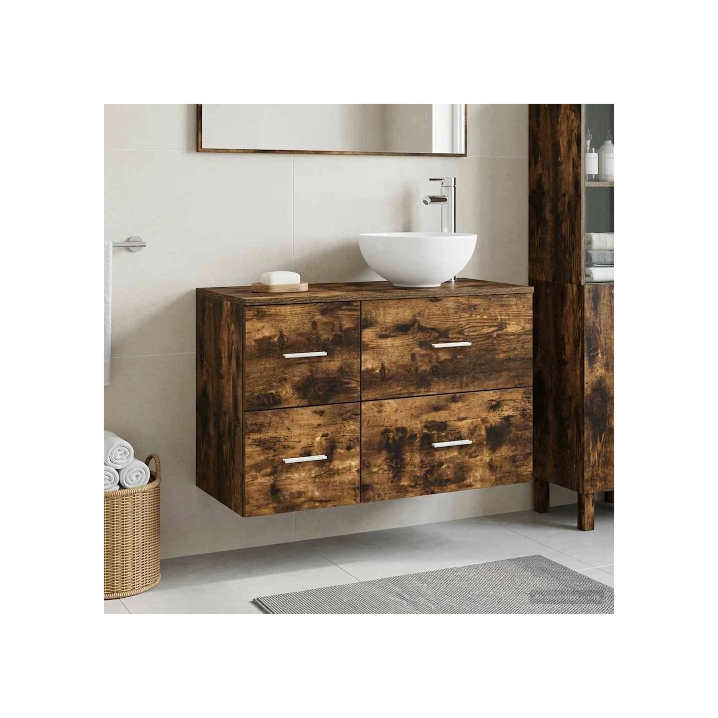 Ensemble de mobilier de salle de bain 2 pc Chêne fumé
