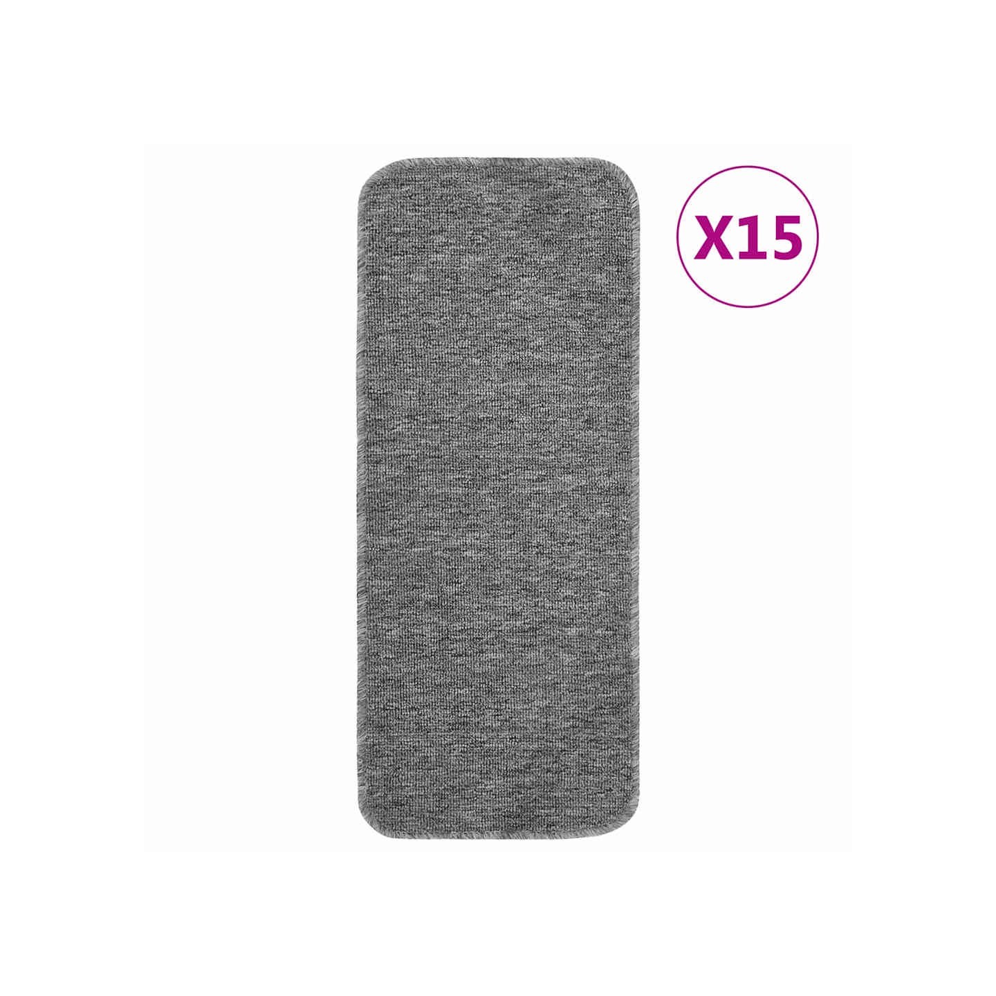 Tapis d'escalier antidérapants 15pcs 60x25cm Gris Rectangulaire