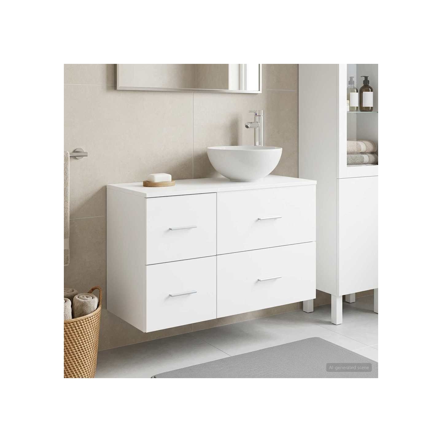 Ensemble de mobilier de salle de bain 2 pc Blanc