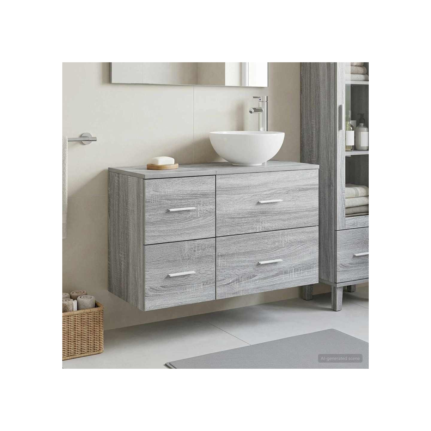 Ensemble de mobilier de salle de bain 2 pc Sonoma gris