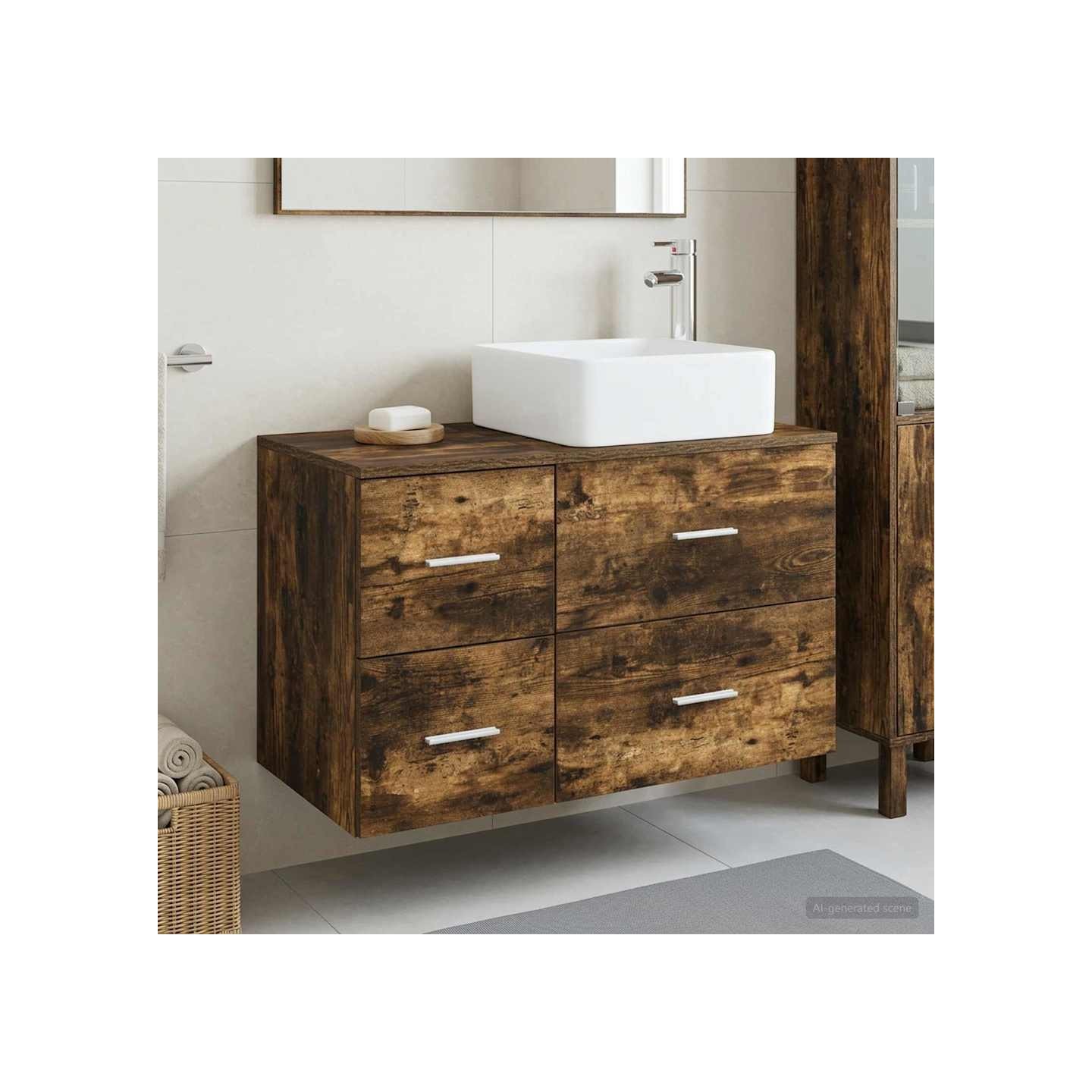 Ensemble de mobilier de salle de bain 2 pc Chêne fumé