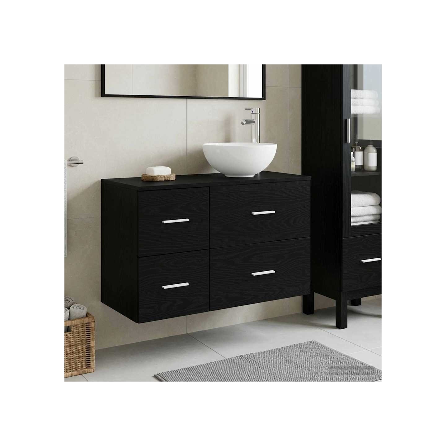 Ensemble de mobilier de salle de bain 2 pc Chêne noir