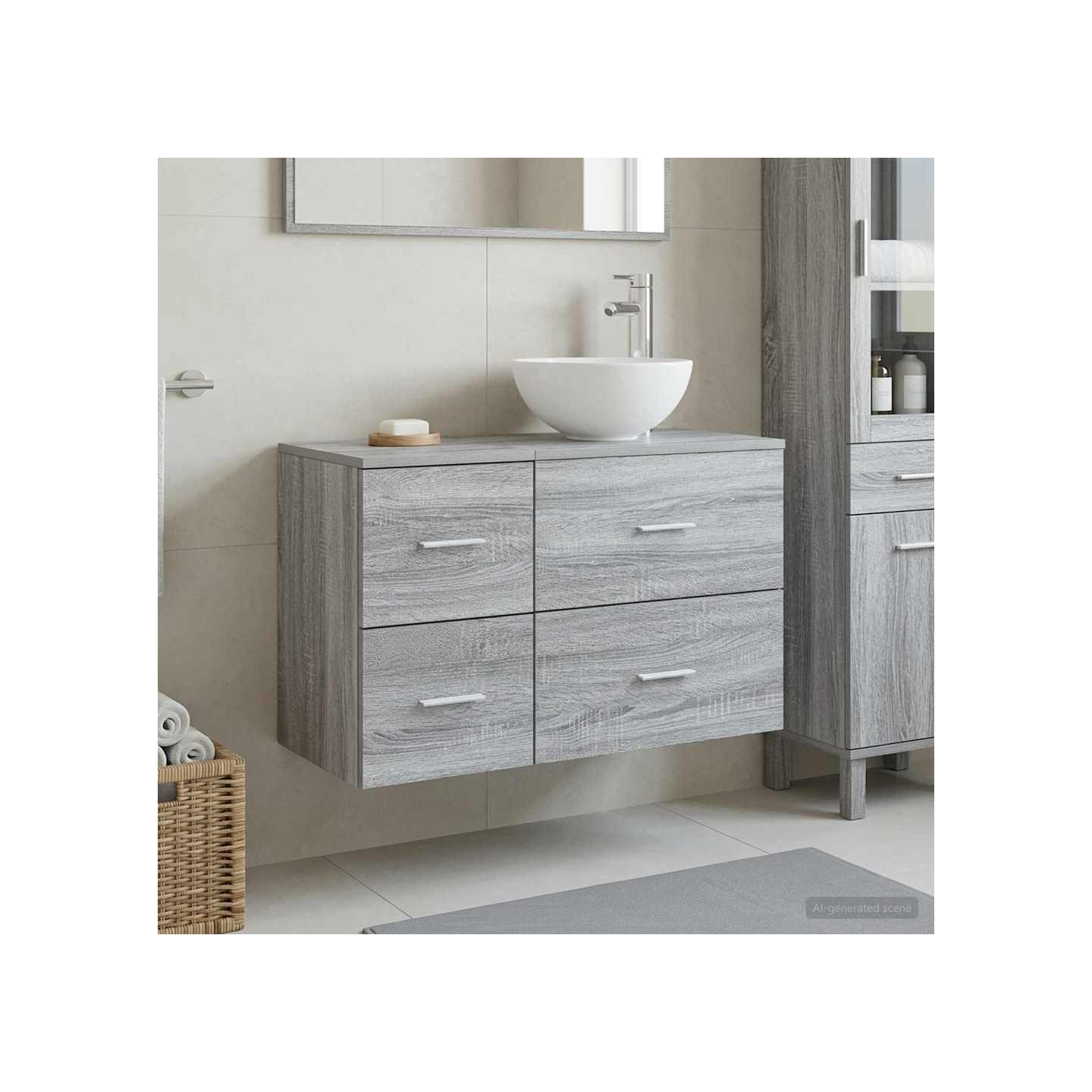 Ensemble de mobilier de salle de bain 2 pc Sonoma gris