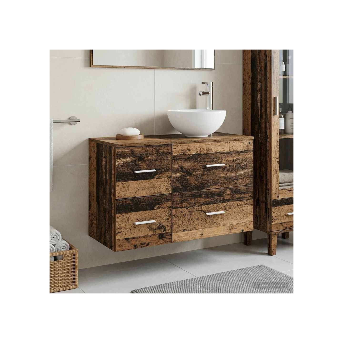 Ensemble de mobilier de salle de bain 2 pc Bois ancien