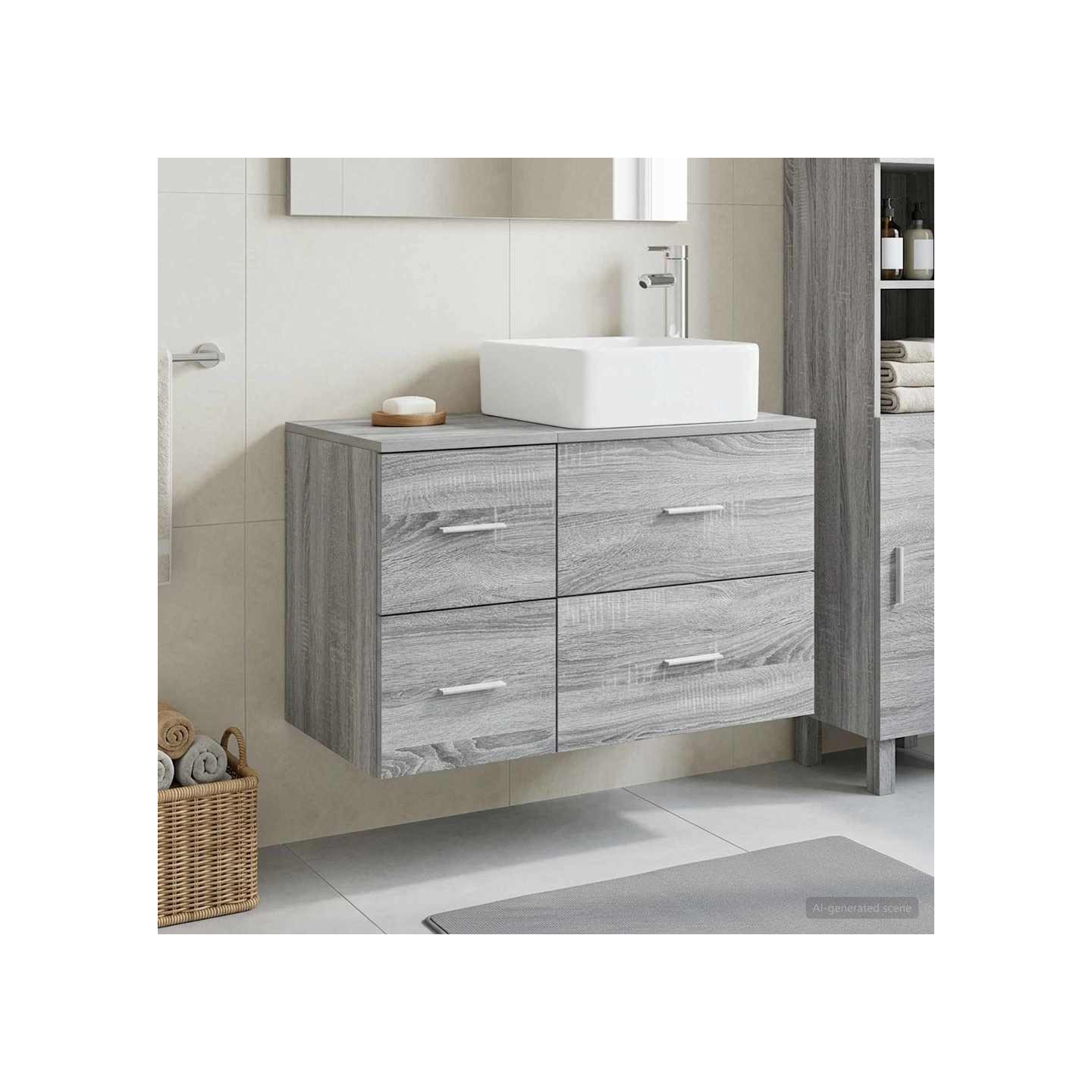 Ensemble de mobilier de salle de bain 2 pc Sonoma gris