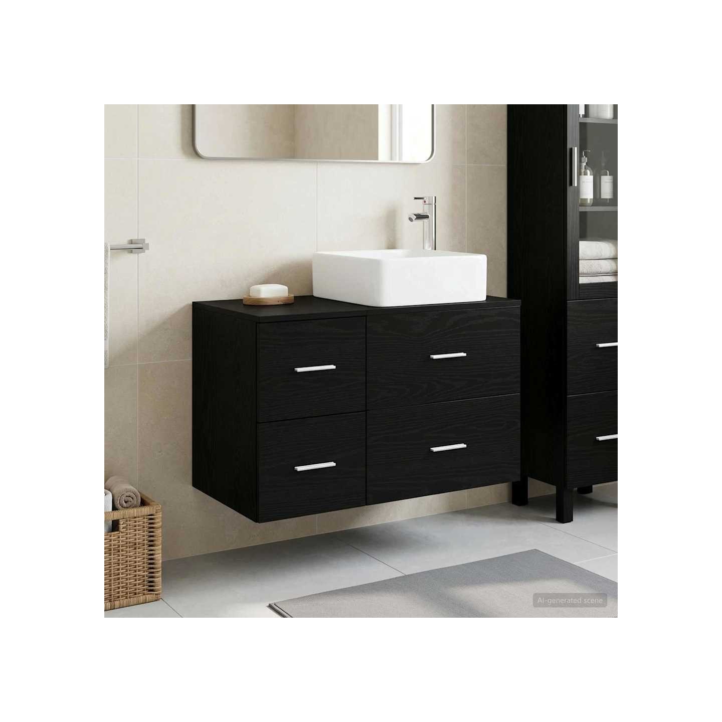 Ensemble de mobilier de salle de bain 2 pc Chêne noir