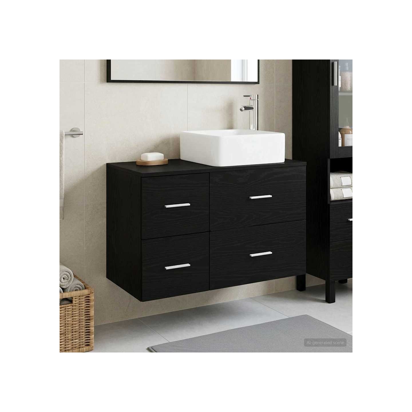 Ensemble de mobilier de salle de bain 2 pc Chêne noir