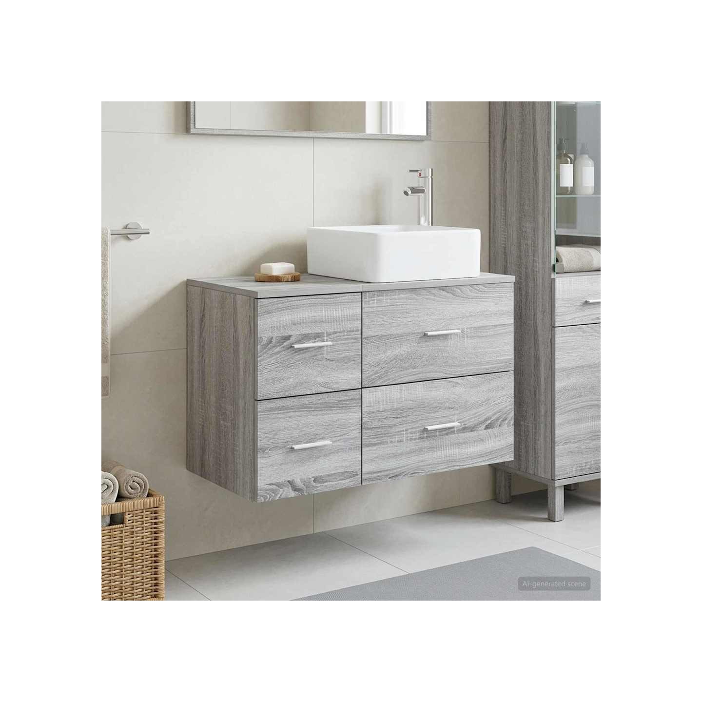 Ensemble de mobilier de salle de bain 2 pc Sonoma gris