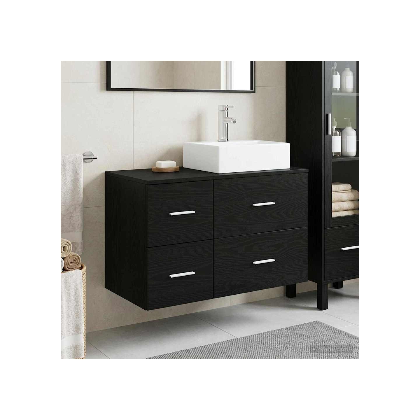 Ensemble de mobilier de salle de bain 2 pc Chêne noir