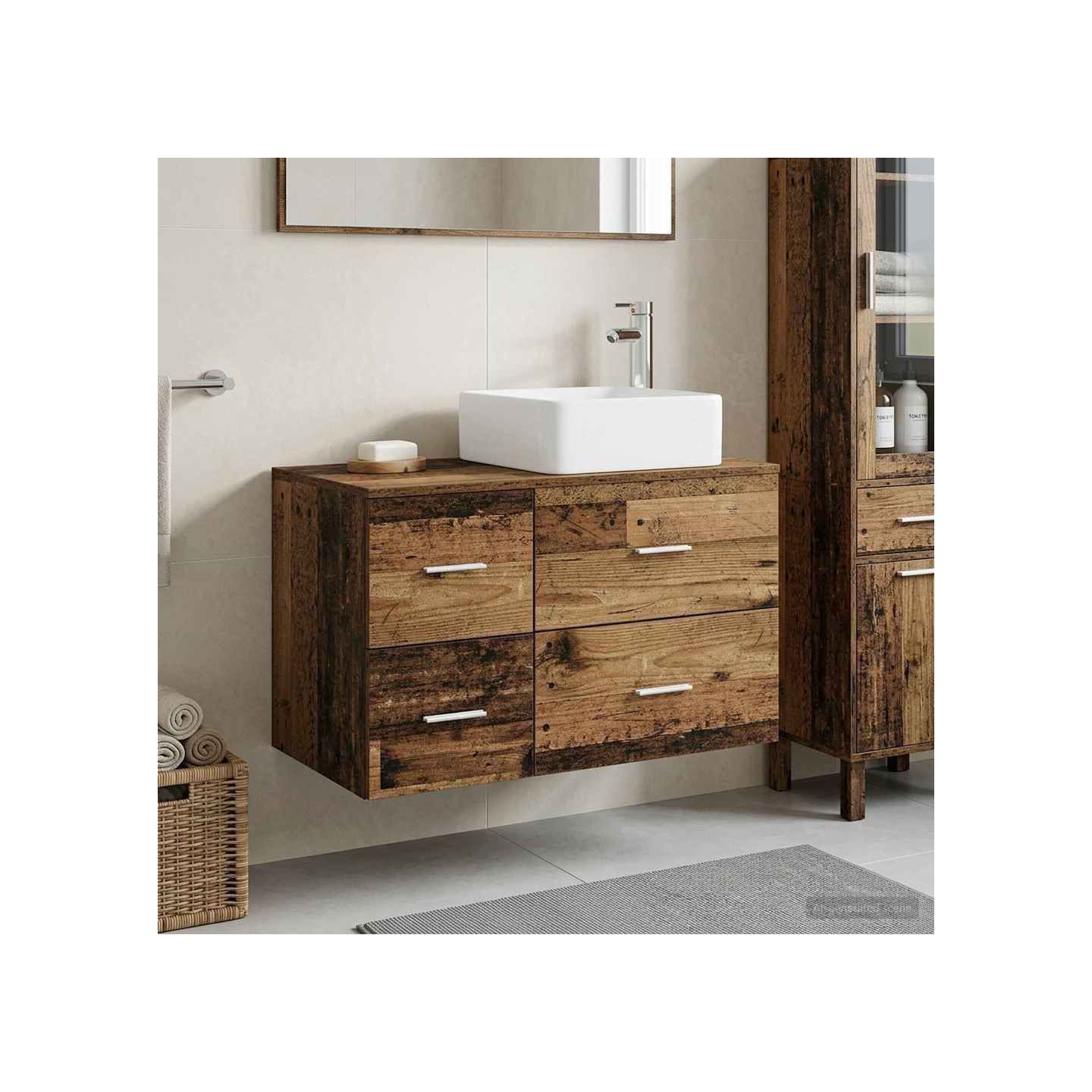Ensemble de mobilier de salle de bain 2 pc Bois ancien