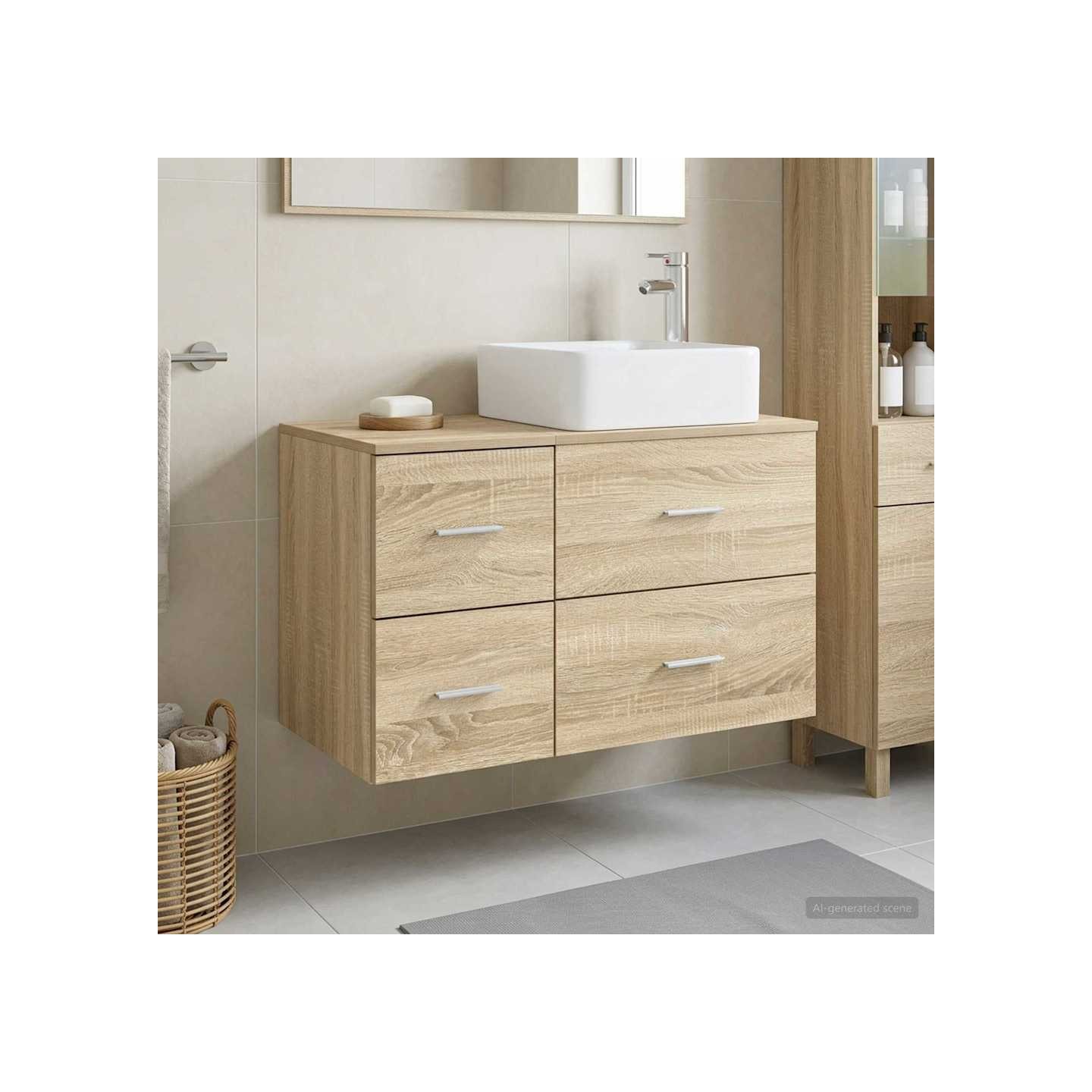 Ensemble de mobilier de salle de bain 2 pc Chêne Sonoma