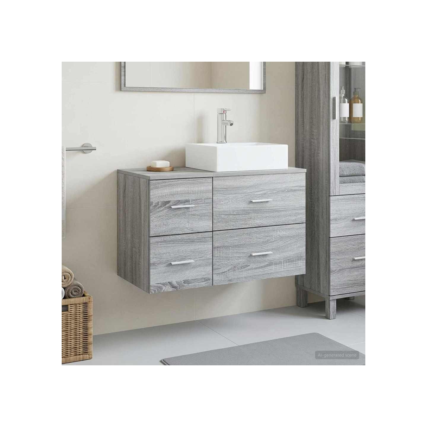Ensemble de mobilier de salle de bain 2 pc Sonoma gris