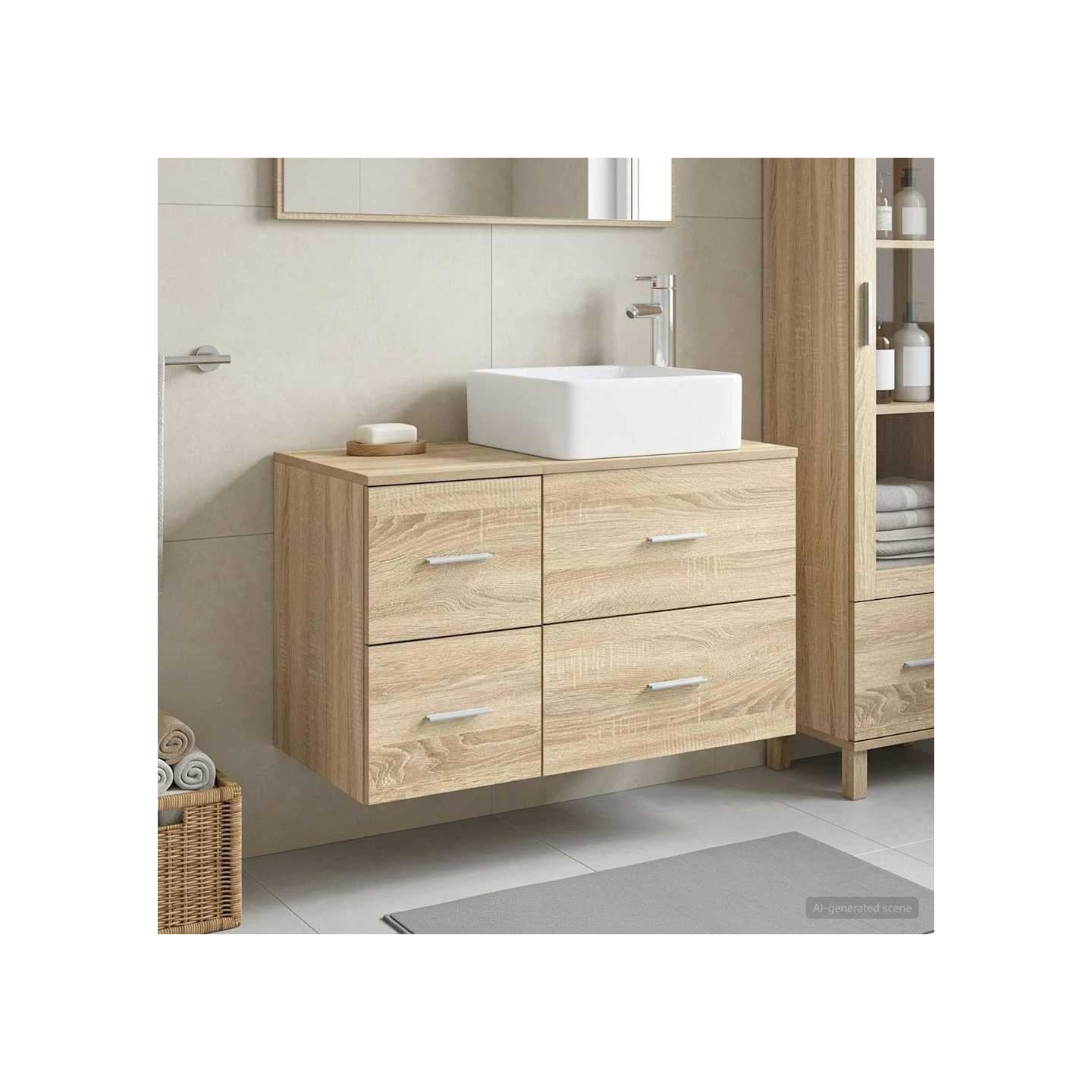 Ensemble de mobilier de salle de bain 2 pc Chêne Sonoma