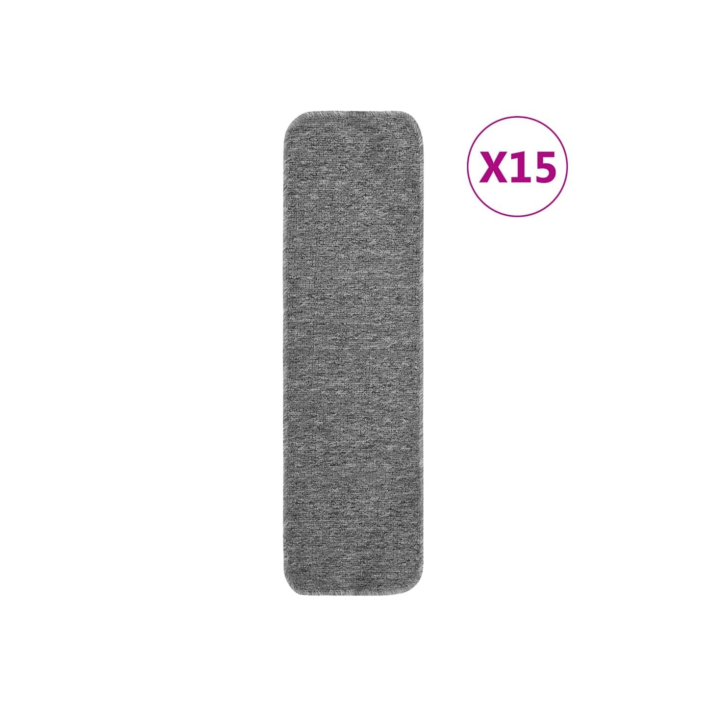 Tapis d'escalier antidérapants 15pcs 75x20cm Gris Rectangulaire