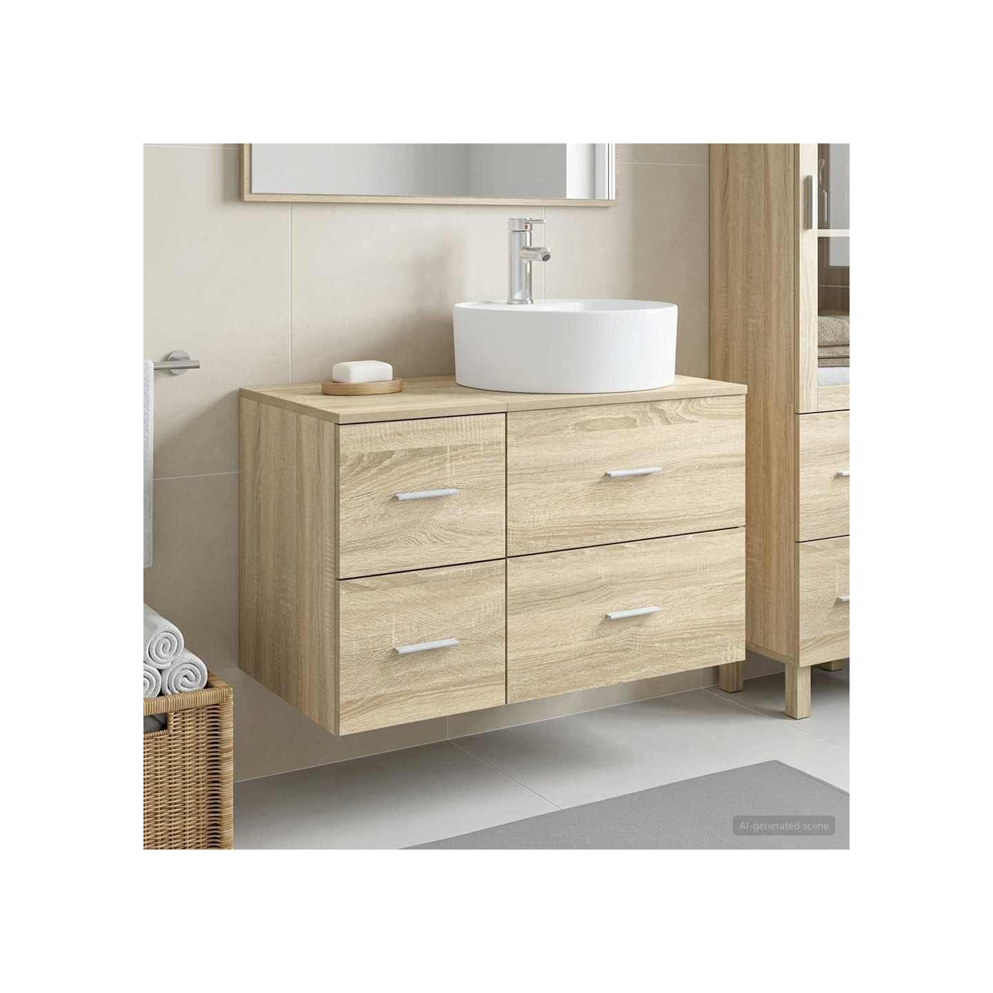 Ensemble de mobilier de salle de bain 2 pc Chêne Sonoma