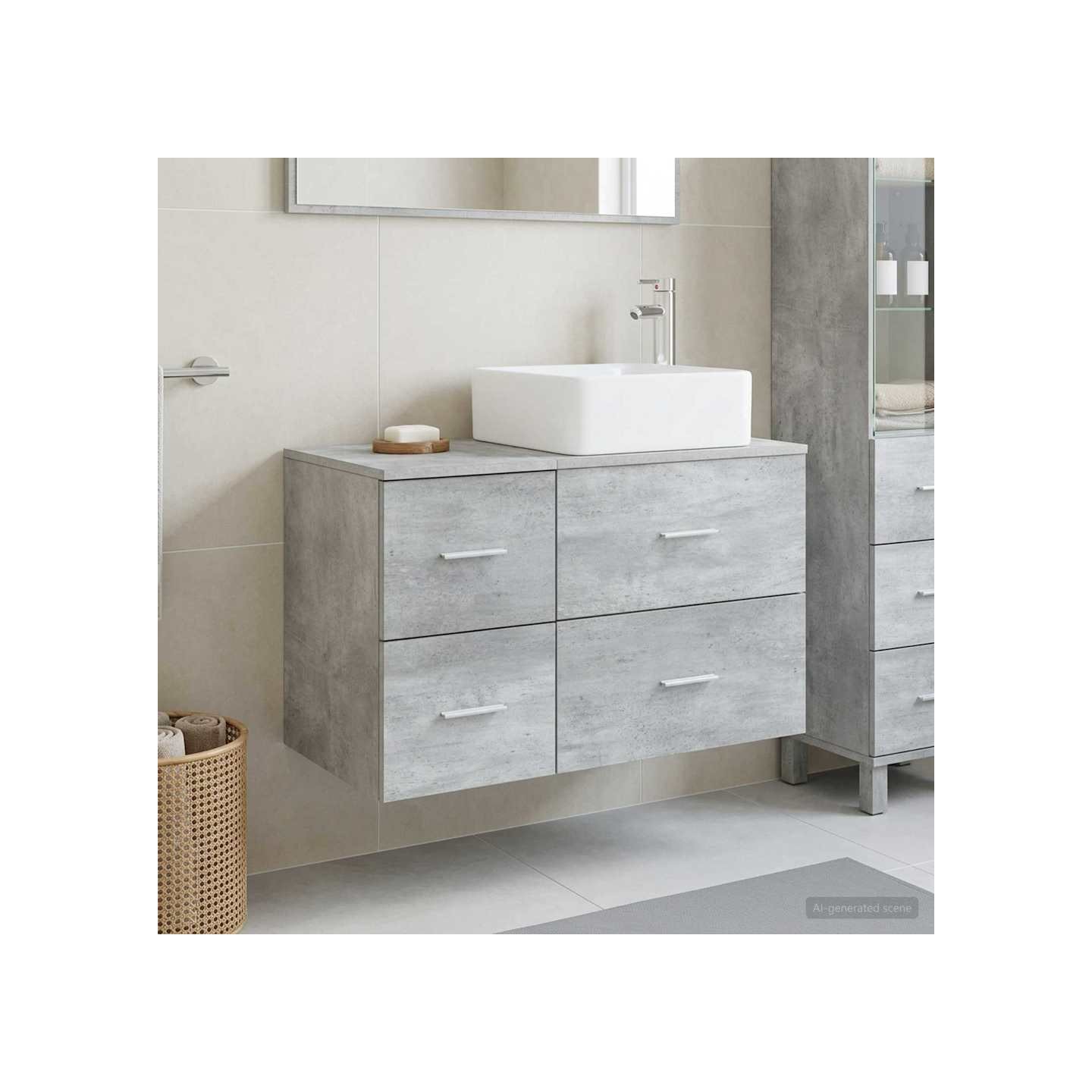 Ensemble de mobilier de salle de bain 2 pc Gris béton