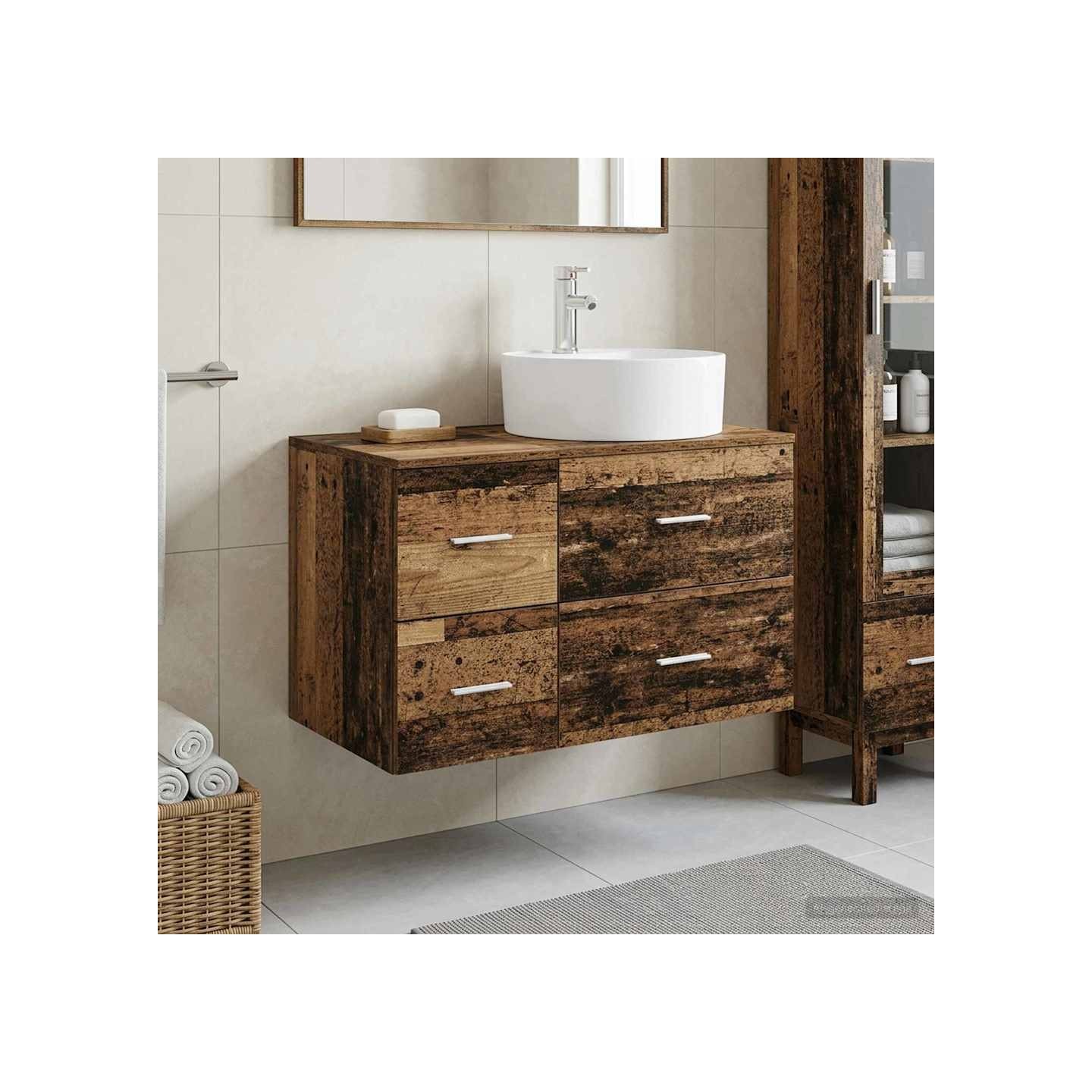 Ensemble de mobilier de salle de bain 2 pc Bois ancien