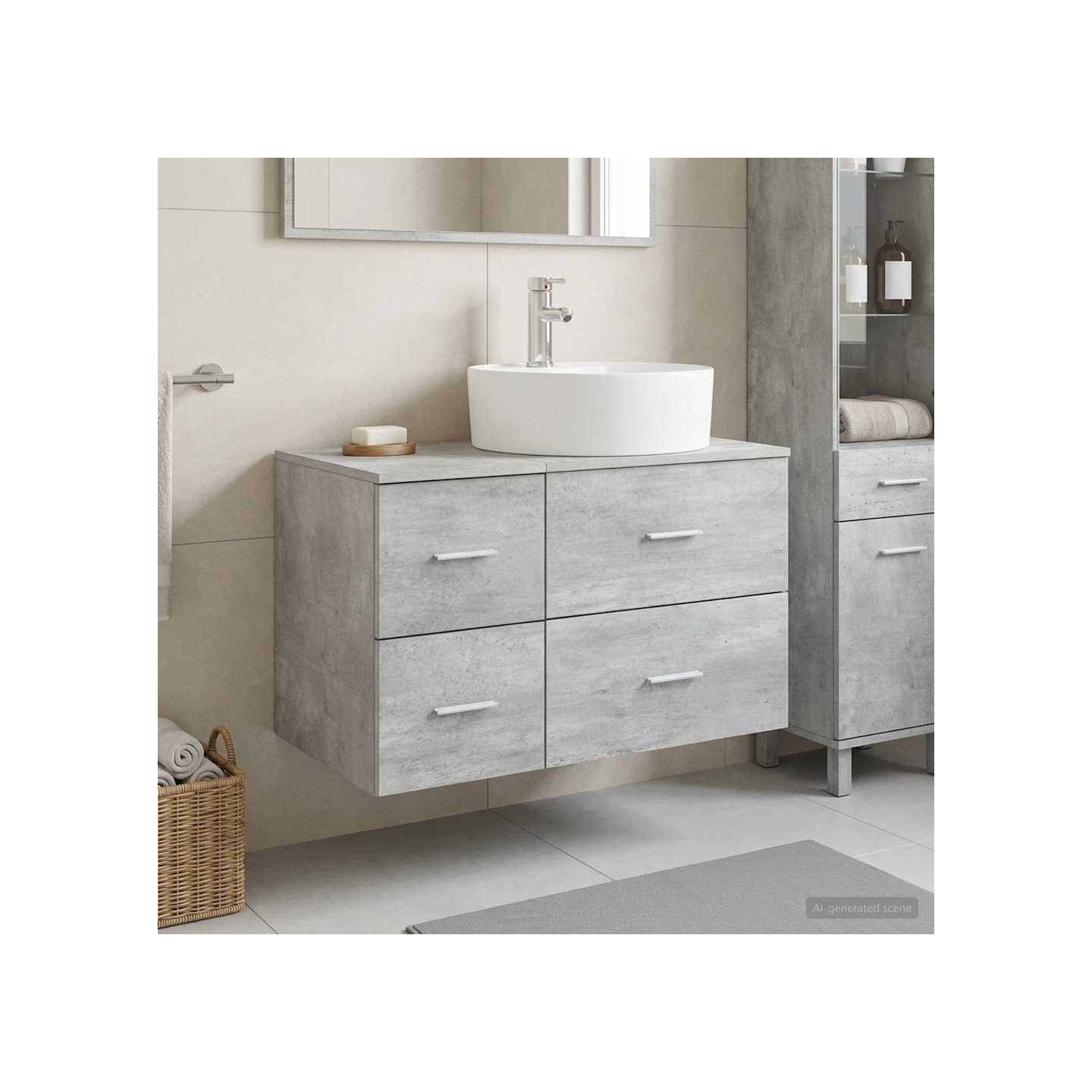 Ensemble de mobilier de salle de bain 2 pc Gris béton