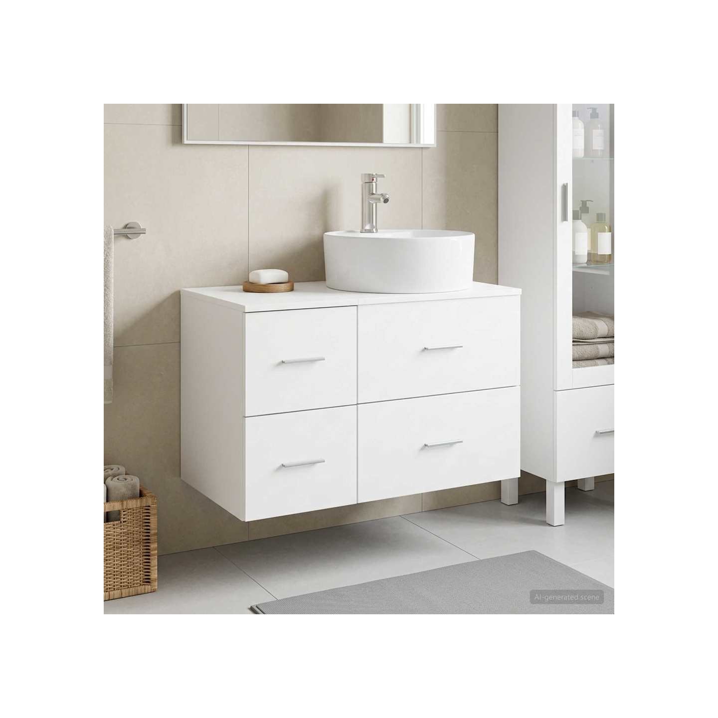 Ensemble de mobilier de salle de bain 2 pc Blanc