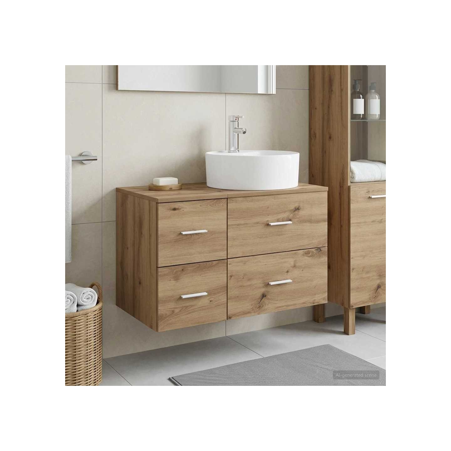Ensemble de mobilier de salle de bain 2 pc Chêne artisanal