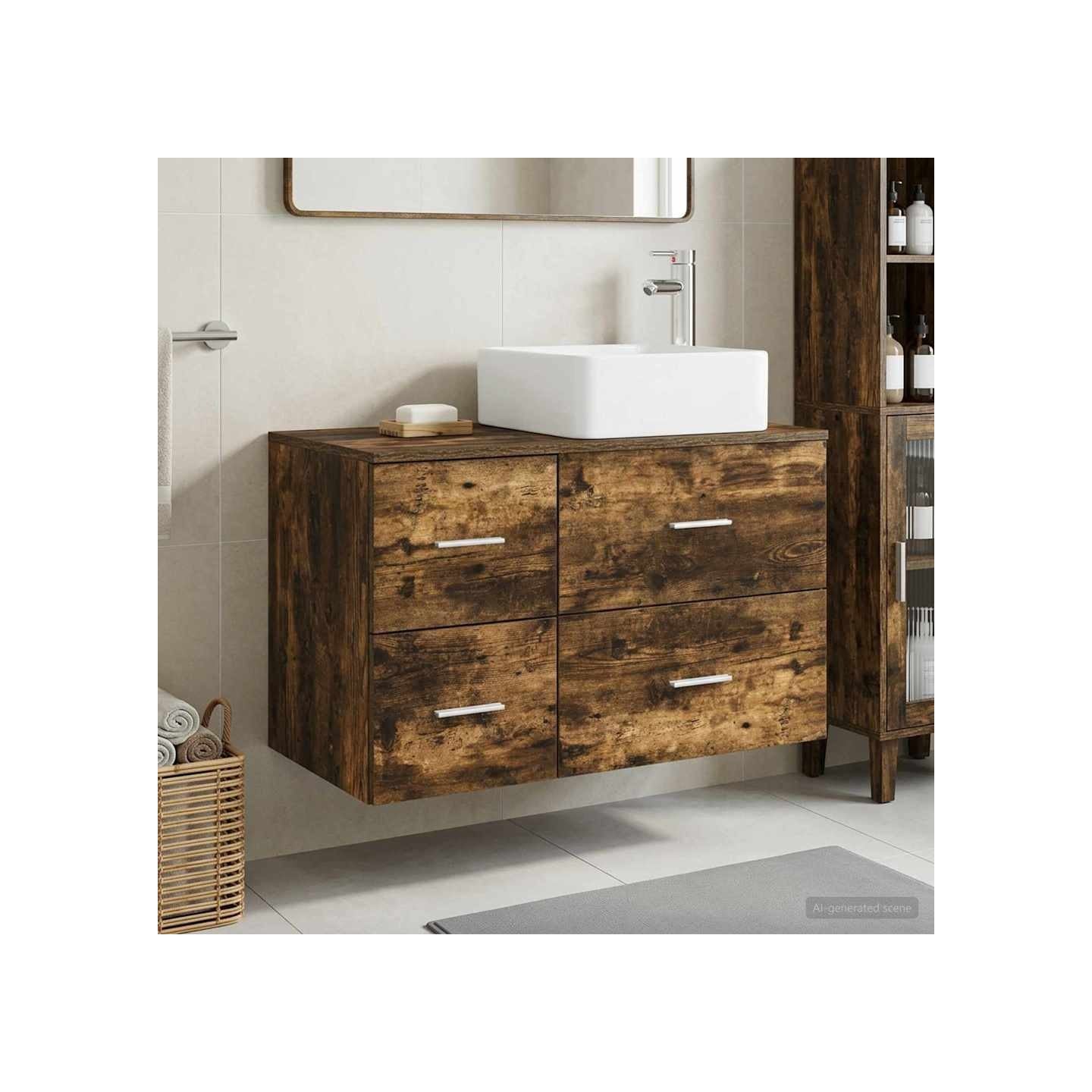 Ensemble de mobilier de salle de bain 2 pc Chêne fumé