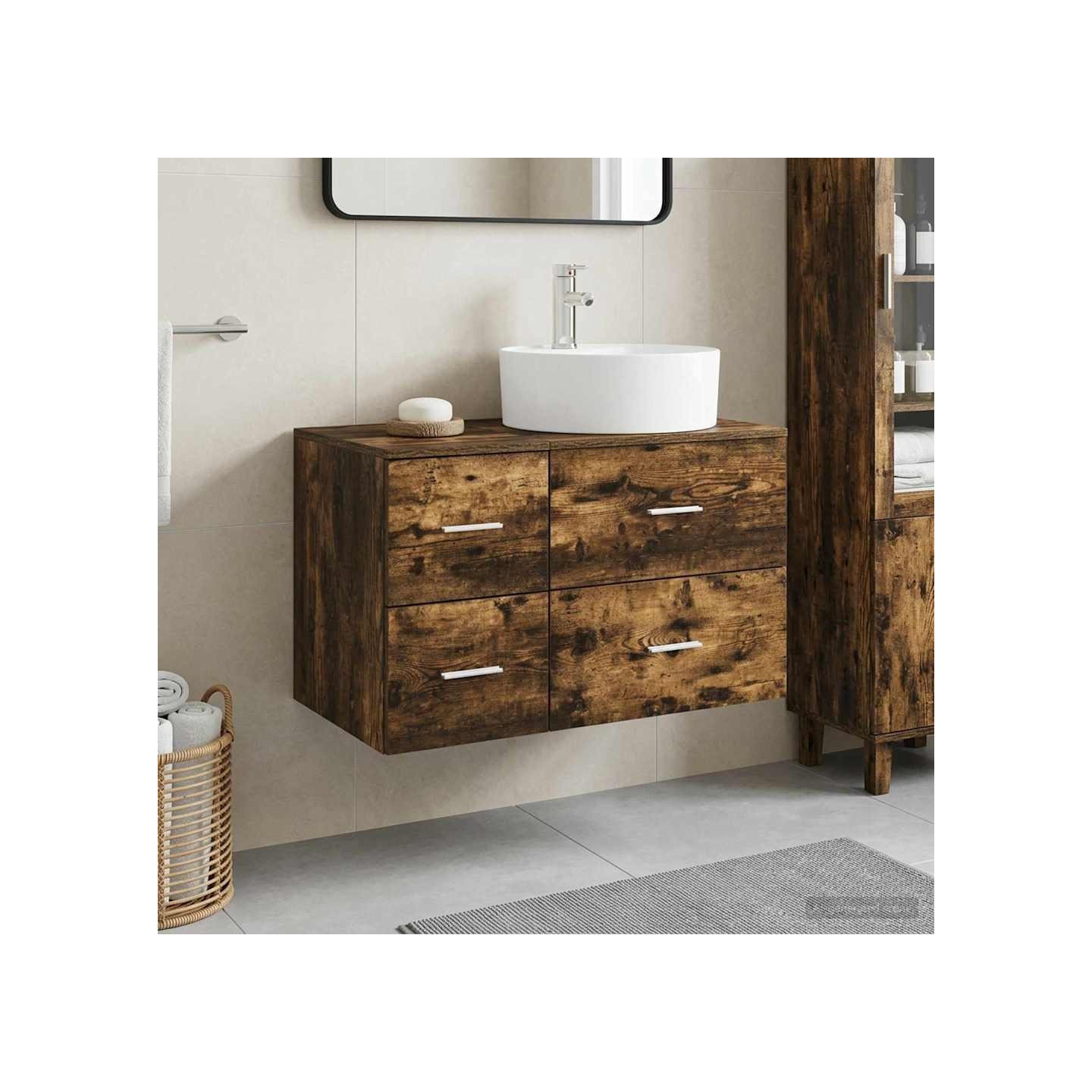 Ensemble de mobilier de salle de bain 2 pc Chêne fumé