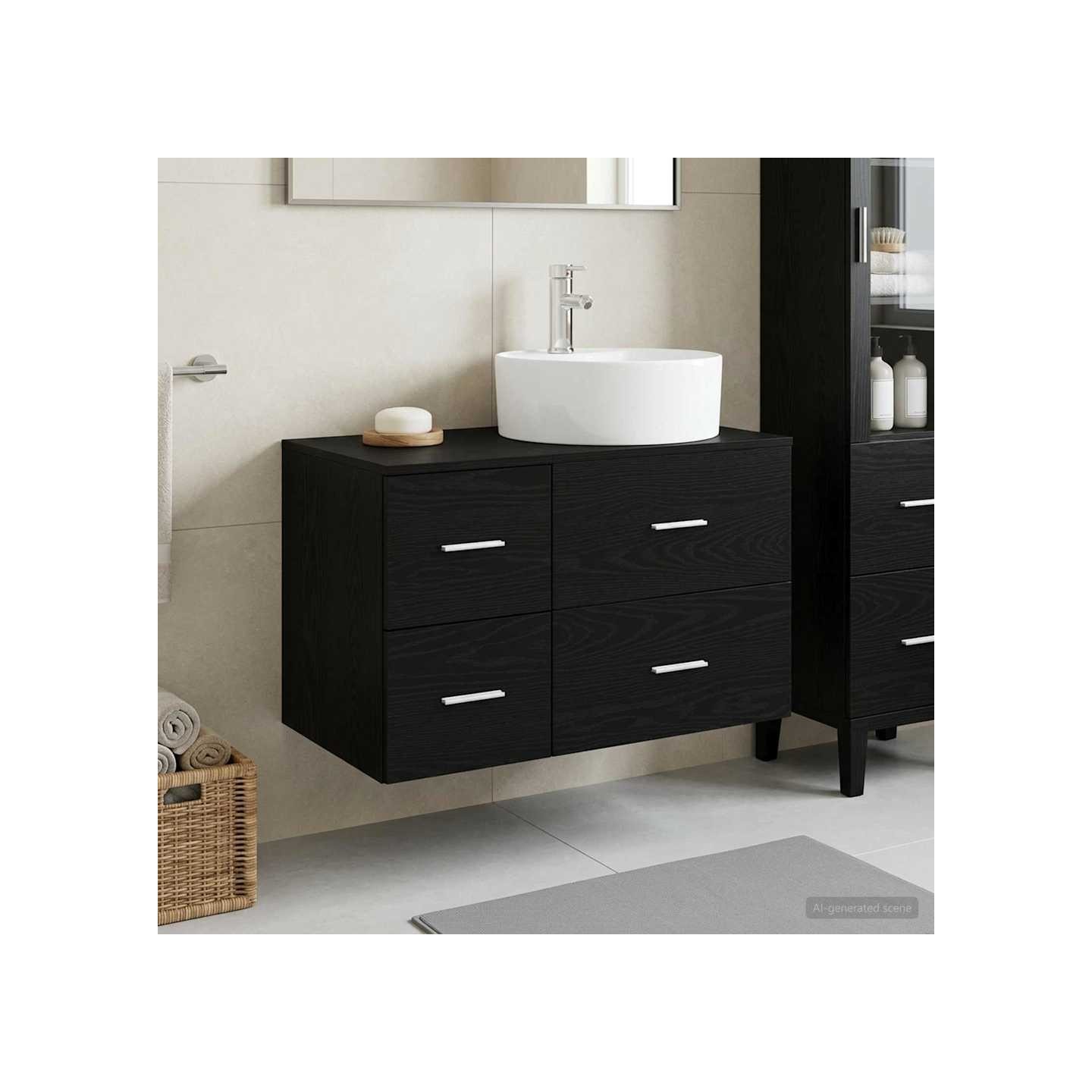 Ensemble de mobilier de salle de bain 2 pc Chêne noir