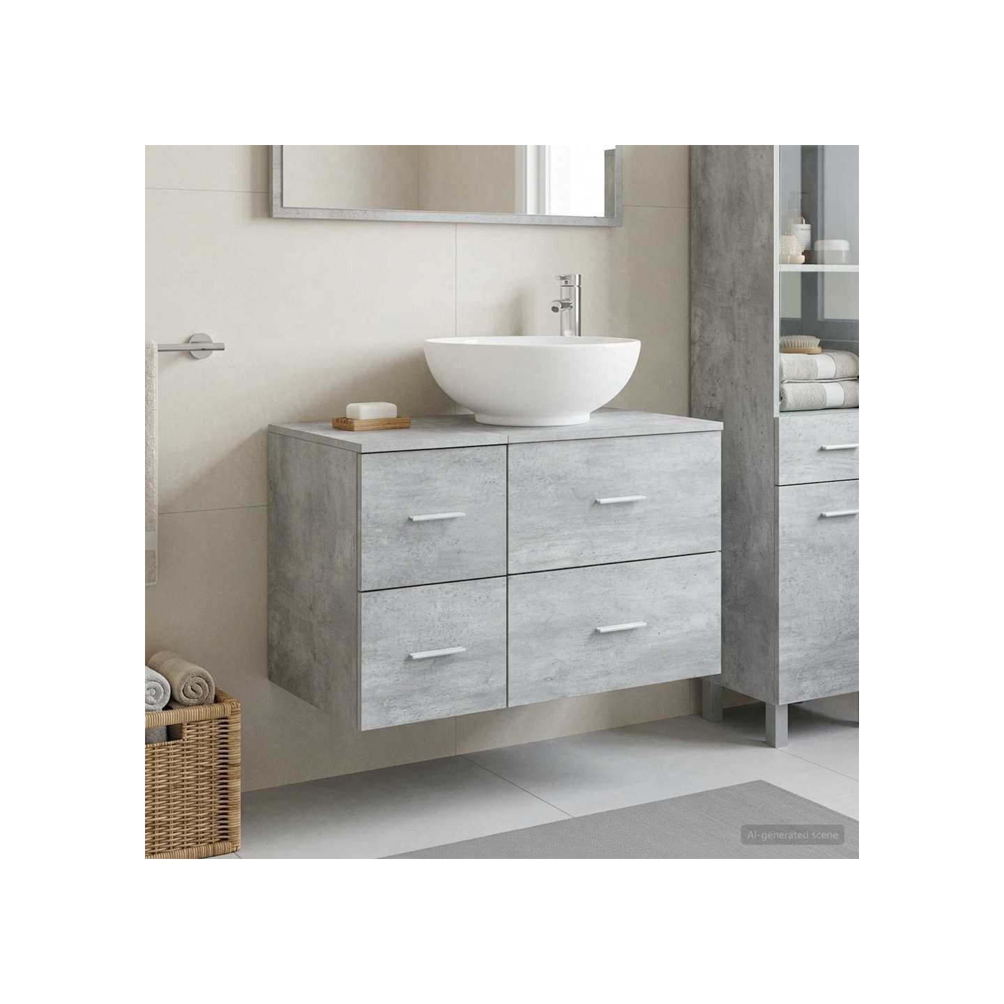 Ensemble de mobilier de salle de bain 2 pc Gris béton