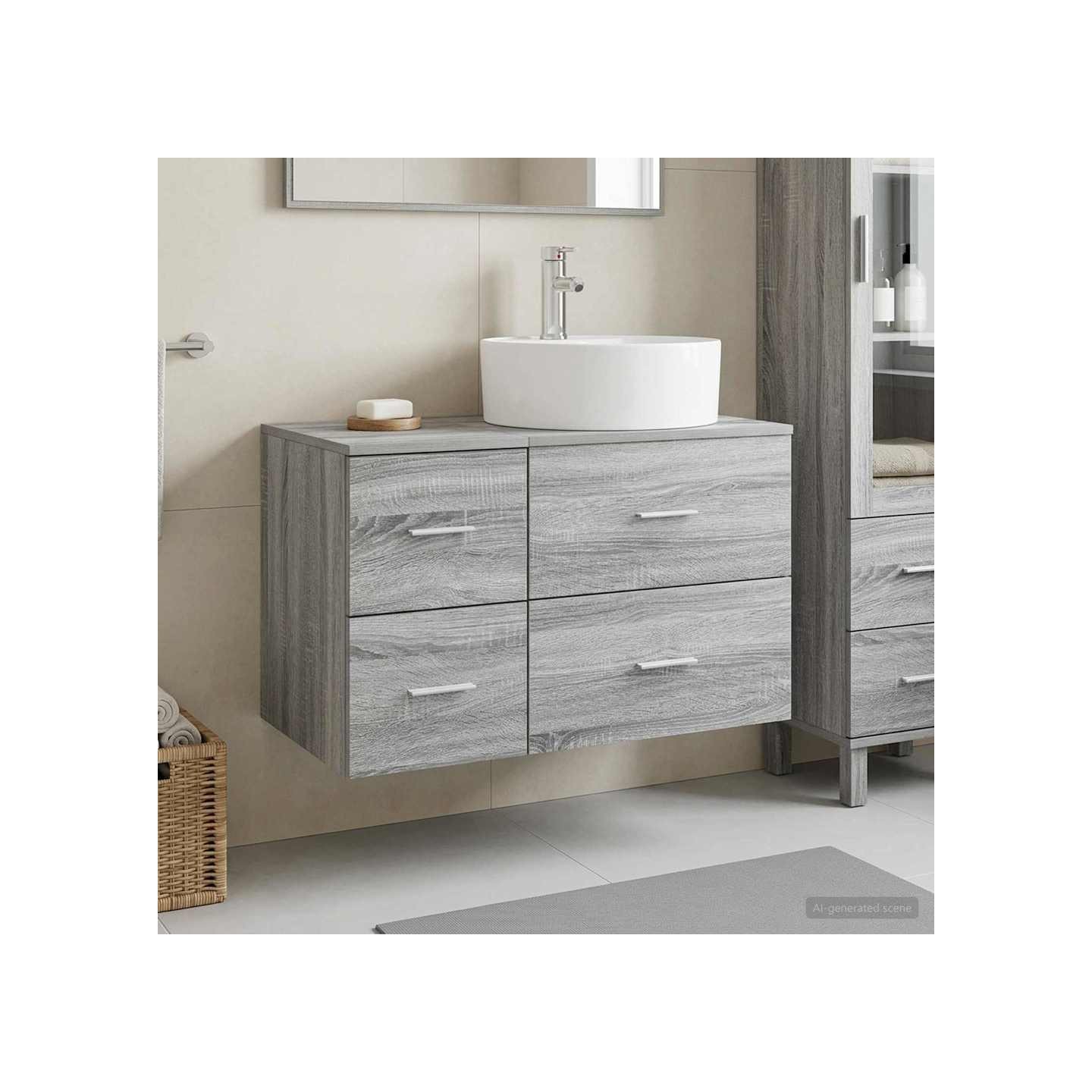 Ensemble de mobilier de salle de bain 2 pc Sonoma gris