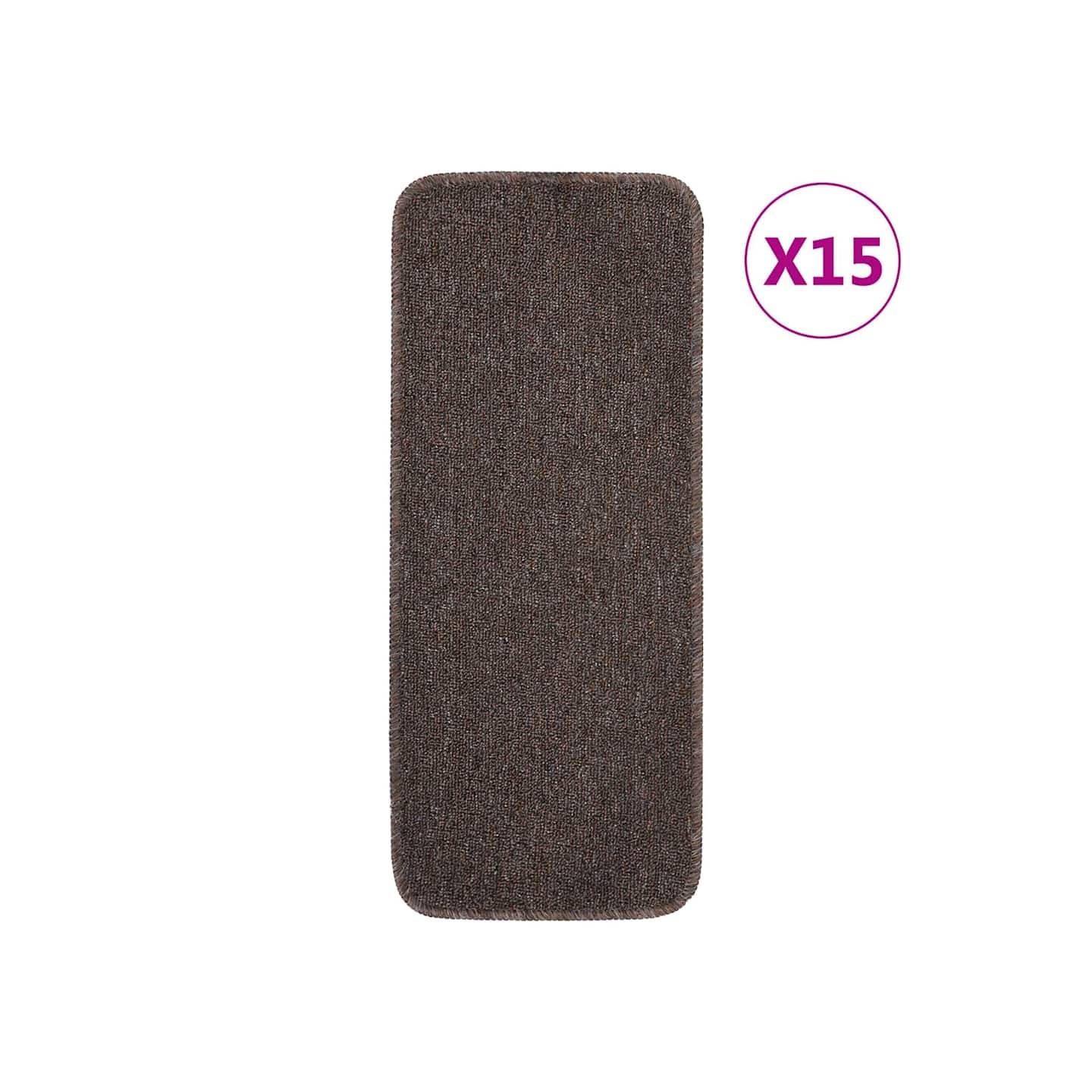 Tapis escalier antidérapants 15pcs 60x25cm Marron Rectangulaire